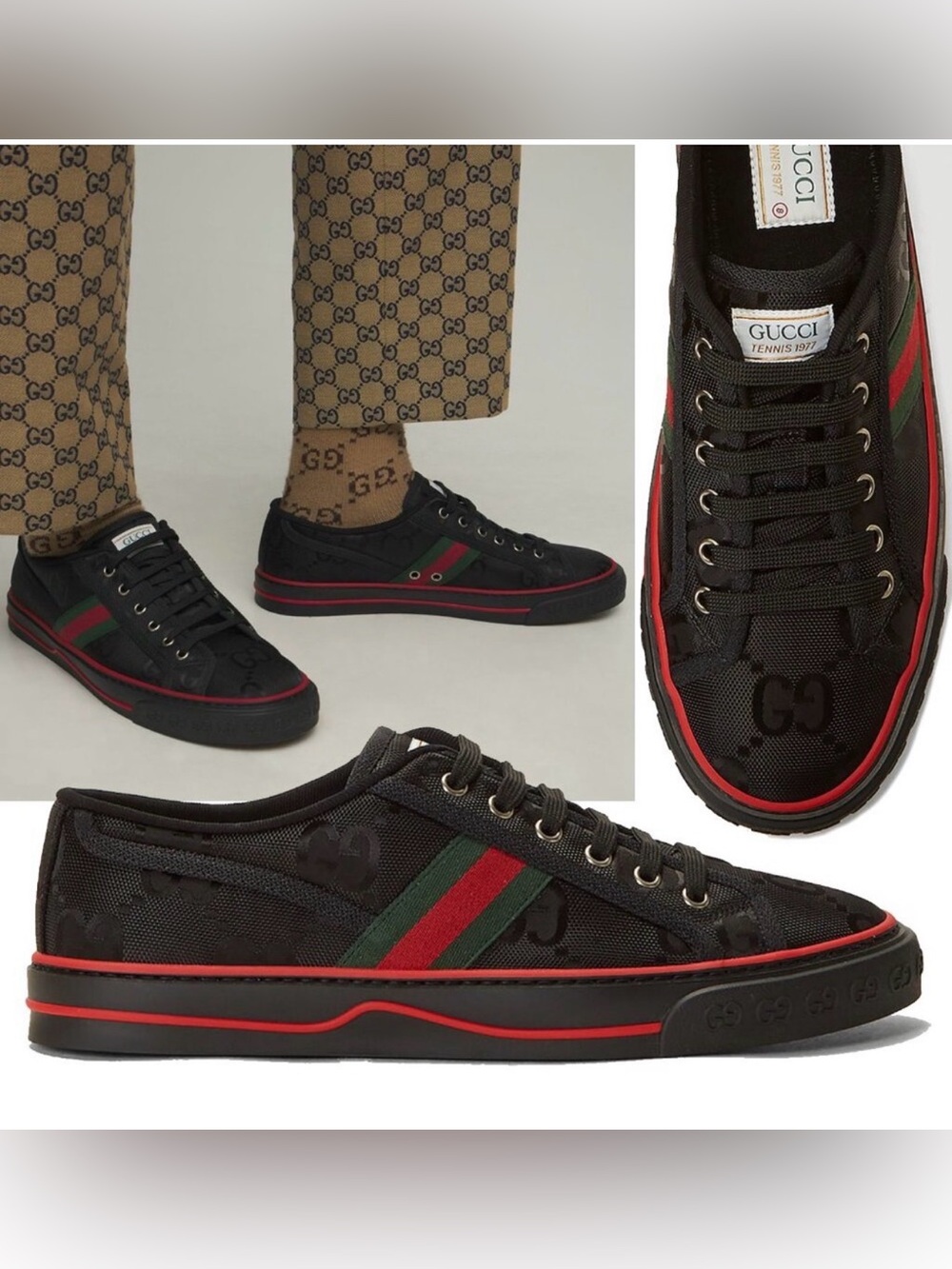 AUTHENTIC GUCCI MENS SNEAKERS OFF THE GRID TENNIS 1977 LOGO
WEB ECONYL SHOES